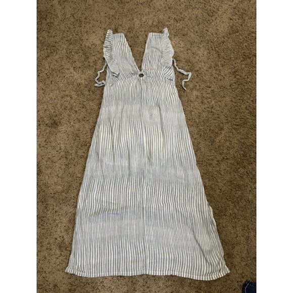 Womens Maxi Dress Ruffles Sleeveless Vneck Summer Spring Beach Coastal MEDIUM - Picture 6 of 12